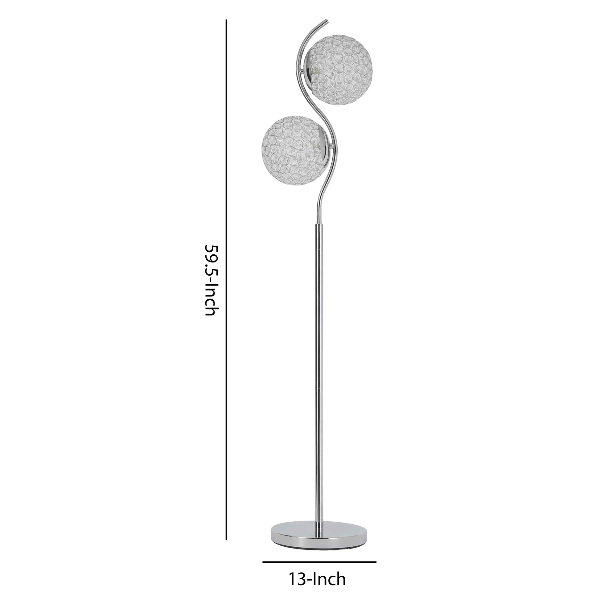 Contemporary Floor Lamp With Metal And Acrylic Ball Shades, Silver By Benzara | Floor Lamps | Modishstore - 5