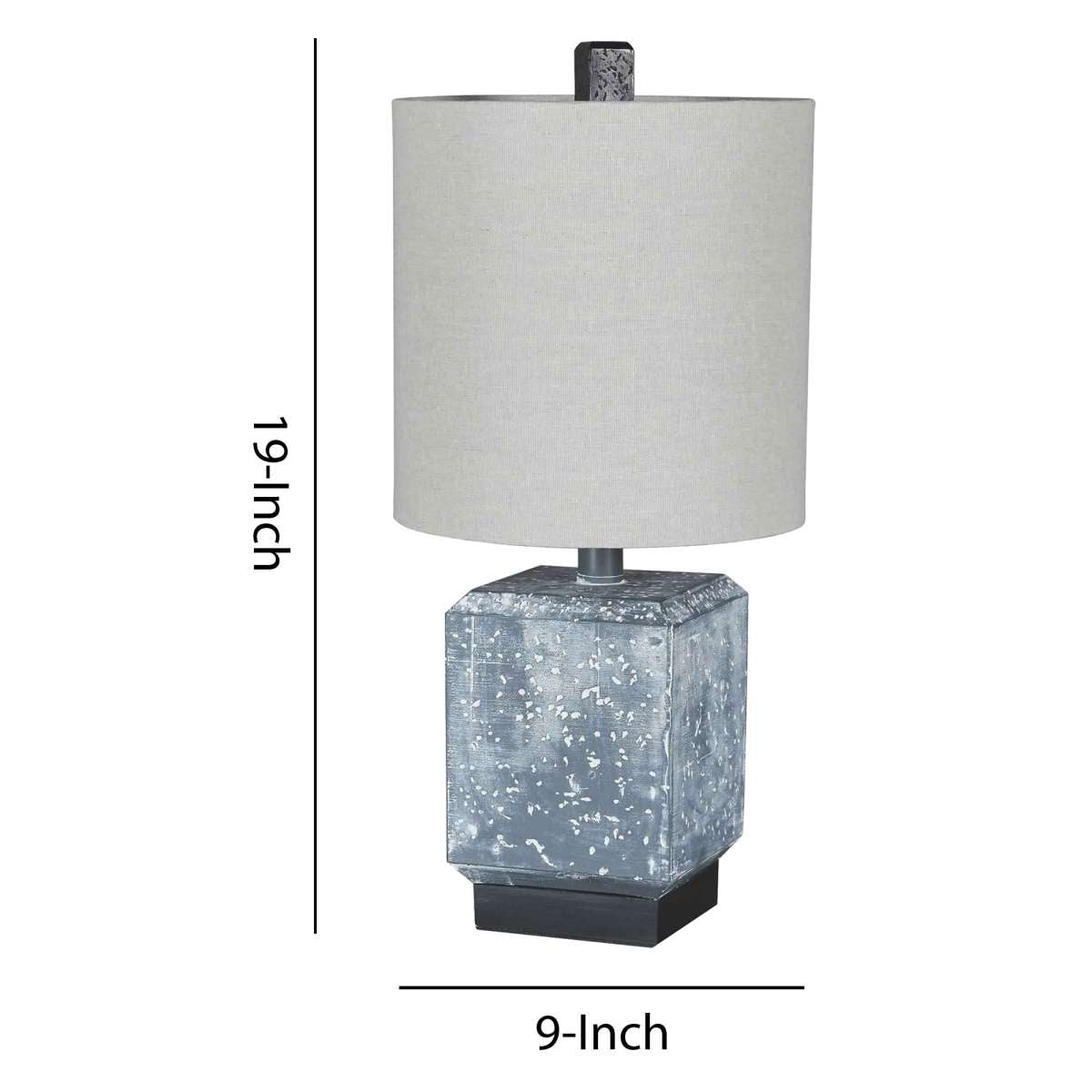 Cubical Faux Concrete Body Table Lamp With Fabric Drum Shade, Gray By Benzara | Table Lamps |  Modishstore  - 2