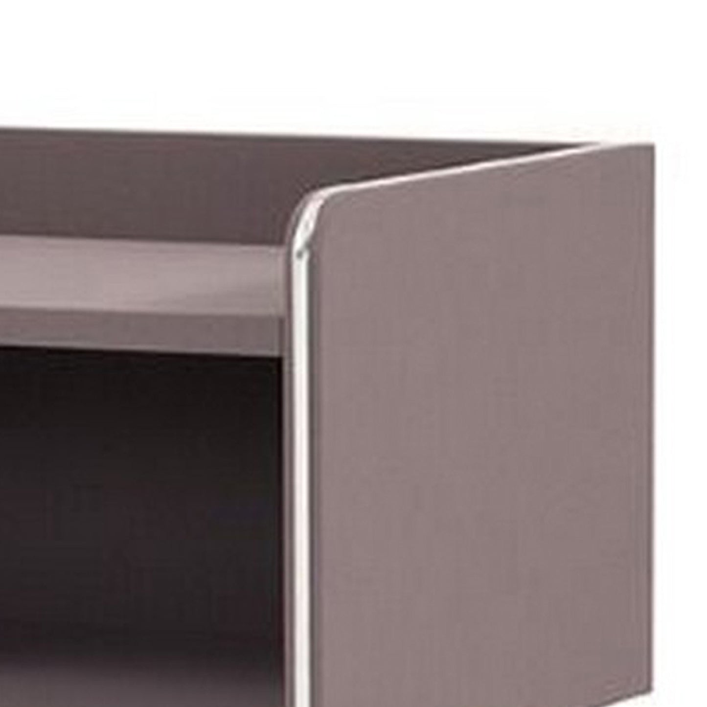 Raised Top Wooden Nightstand With 1 Open Compartment Gray And Black By Benzara | Nightstands | Modishstore - 4