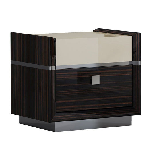 2 Drawer Nightstand With Grain Details And Plinth Base Beige And Brown By Benzara | Nightstands | Modishstore