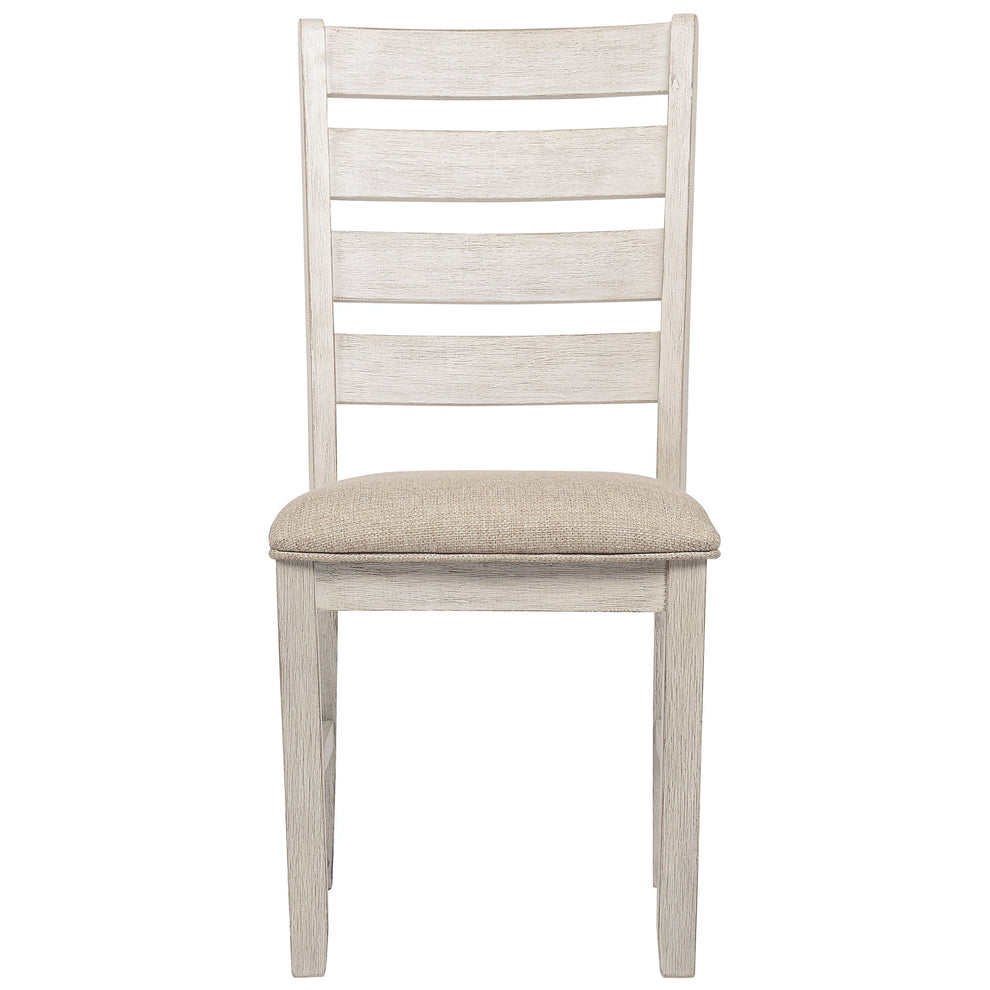 Fabric Dining Side Chair With Ladder Back, Set Of 2, White And Brown By Benzara | Accent Chairs | Modishstore - 4