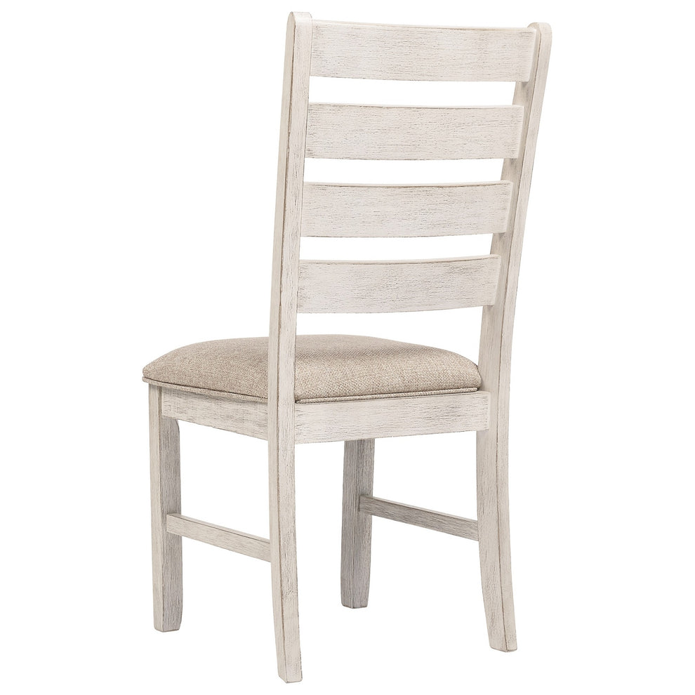 Fabric Dining Side Chair With Ladder Back, Set Of 2, White And Brown By Benzara | Accent Chairs | Modishstore - 3