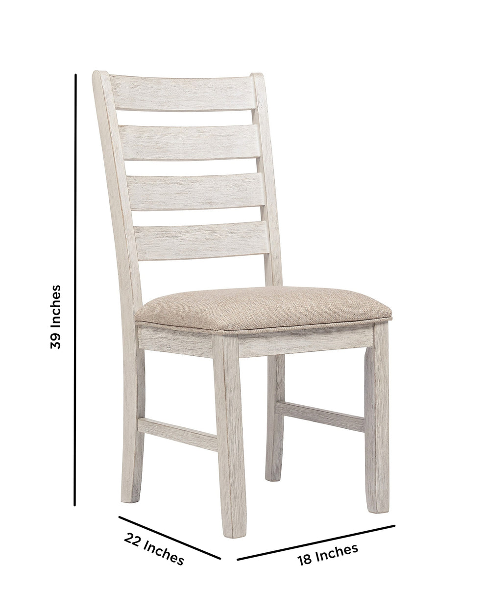 Fabric Dining Side Chair With Ladder Back, Set Of 2, White And Brown By Benzara | Accent Chairs | Modishstore - 5