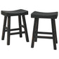 25 Inch Wooden Saddle Stool With Angular Legs Set Of 2 Black By Benzara | Stools | Modishstore