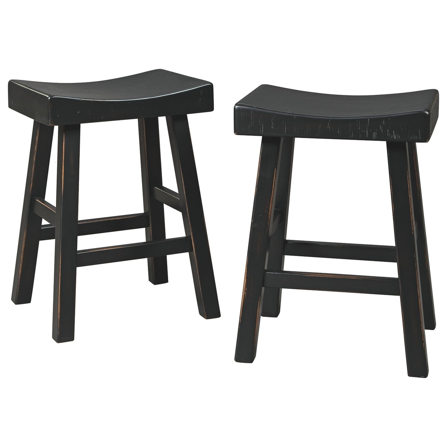 25 Inch Wooden Saddle Stool With Angular Legs Set Of 2 Black By Benzara | Stools | Modishstore