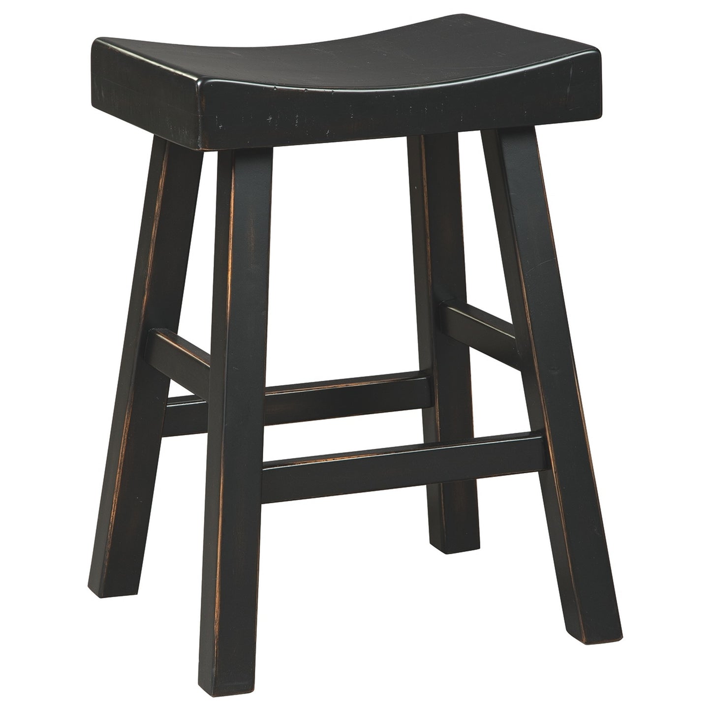 25 Inch Wooden Saddle Stool With Angular Legs Set Of 2 Black By Benzara | Stools | Modishstore - 4