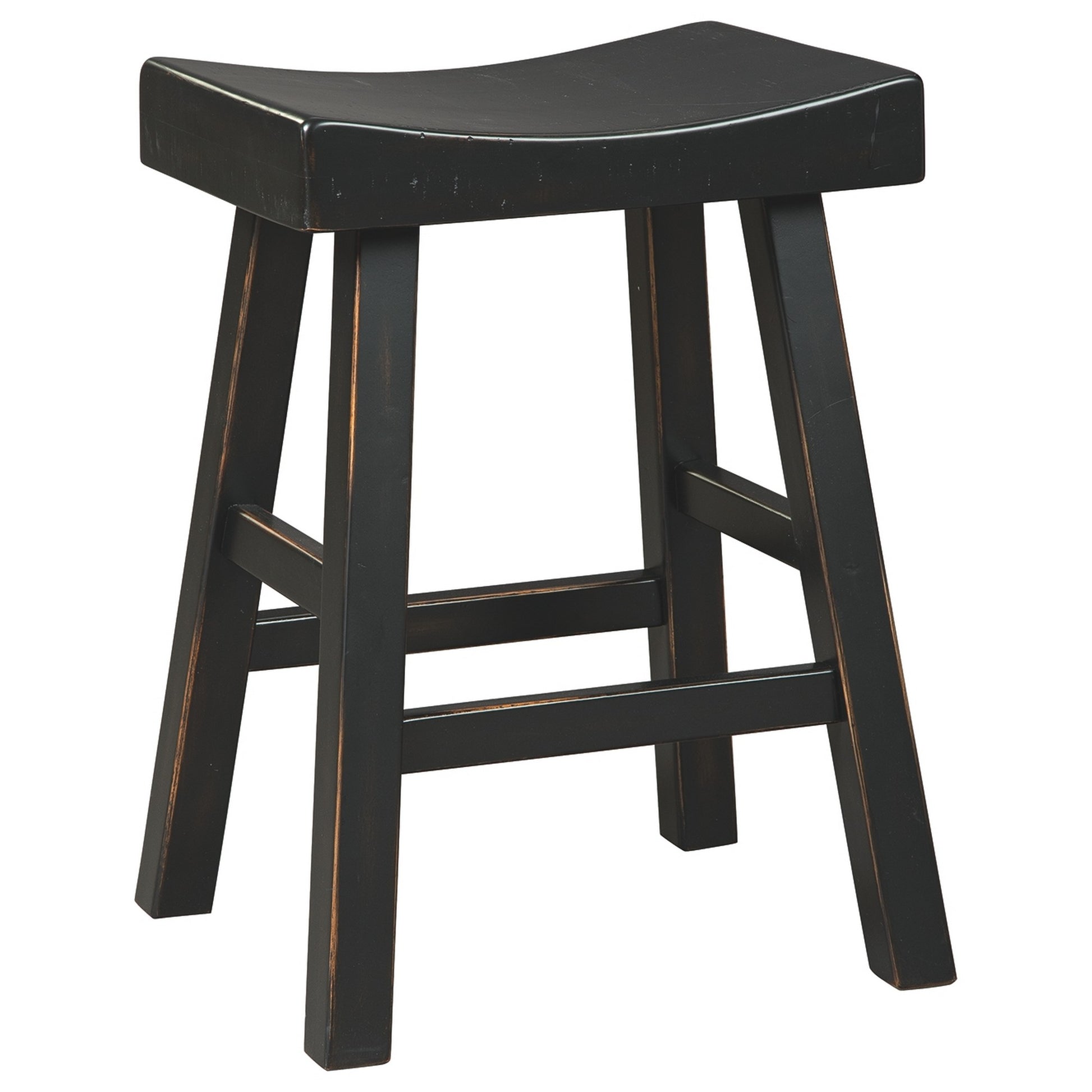 25 Inch Wooden Saddle Stool With Angular Legs Set Of 2 Black By Benzara | Stools | Modishstore - 4
