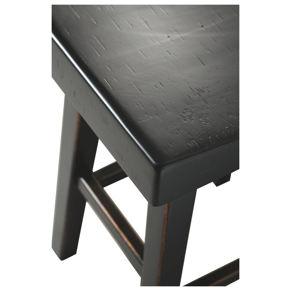 25 Inch Wooden Saddle Stool With Angular Legs Set Of 2 Black By Benzara | Stools | Modishstore - 3