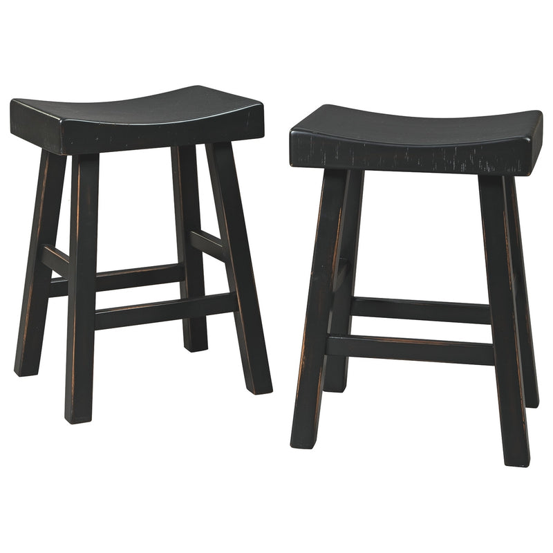 25 Inch Wooden Saddle Stool With Angular Legs Set Of 2 Black By Benzara | Stools | Modishstore