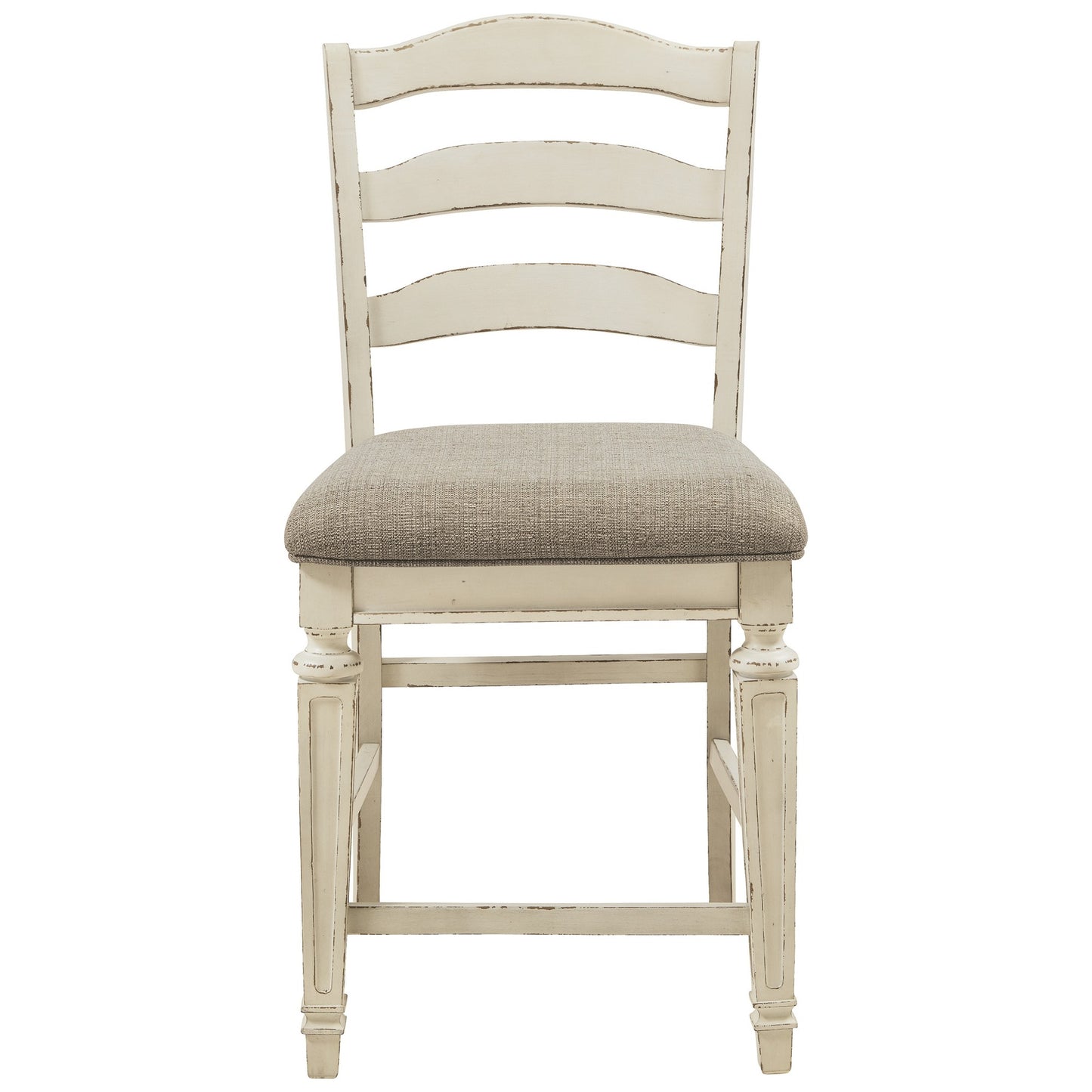Fabric Upholstered Barstool With Ladder Back Set Of 2 White And Brown By Benzara | Bar Stools & Tables | Modishstore - 3