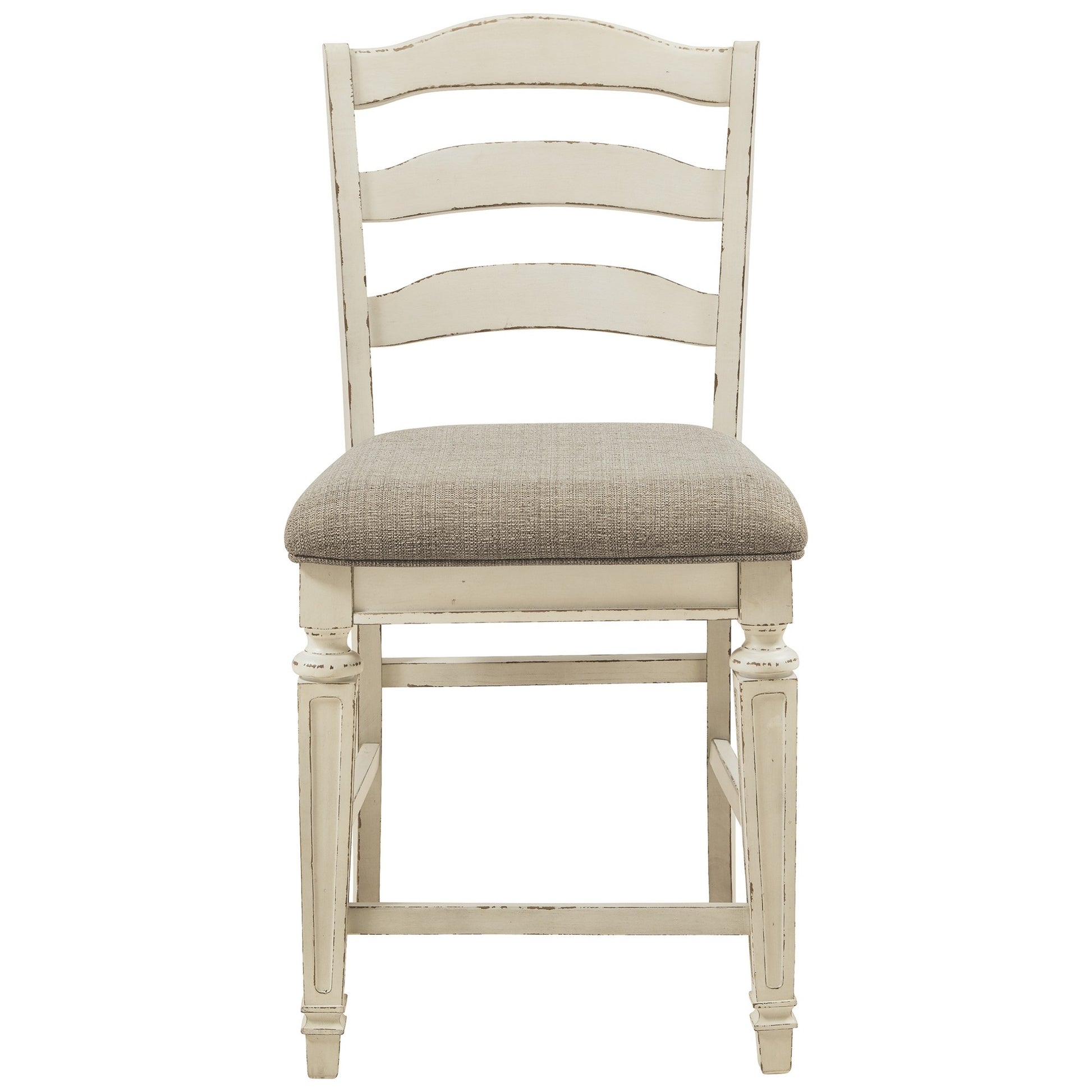 Fabric Upholstered Barstool With Ladder Back Set Of 2 White And Brown By Benzara | Bar Stools & Tables | Modishstore - 3