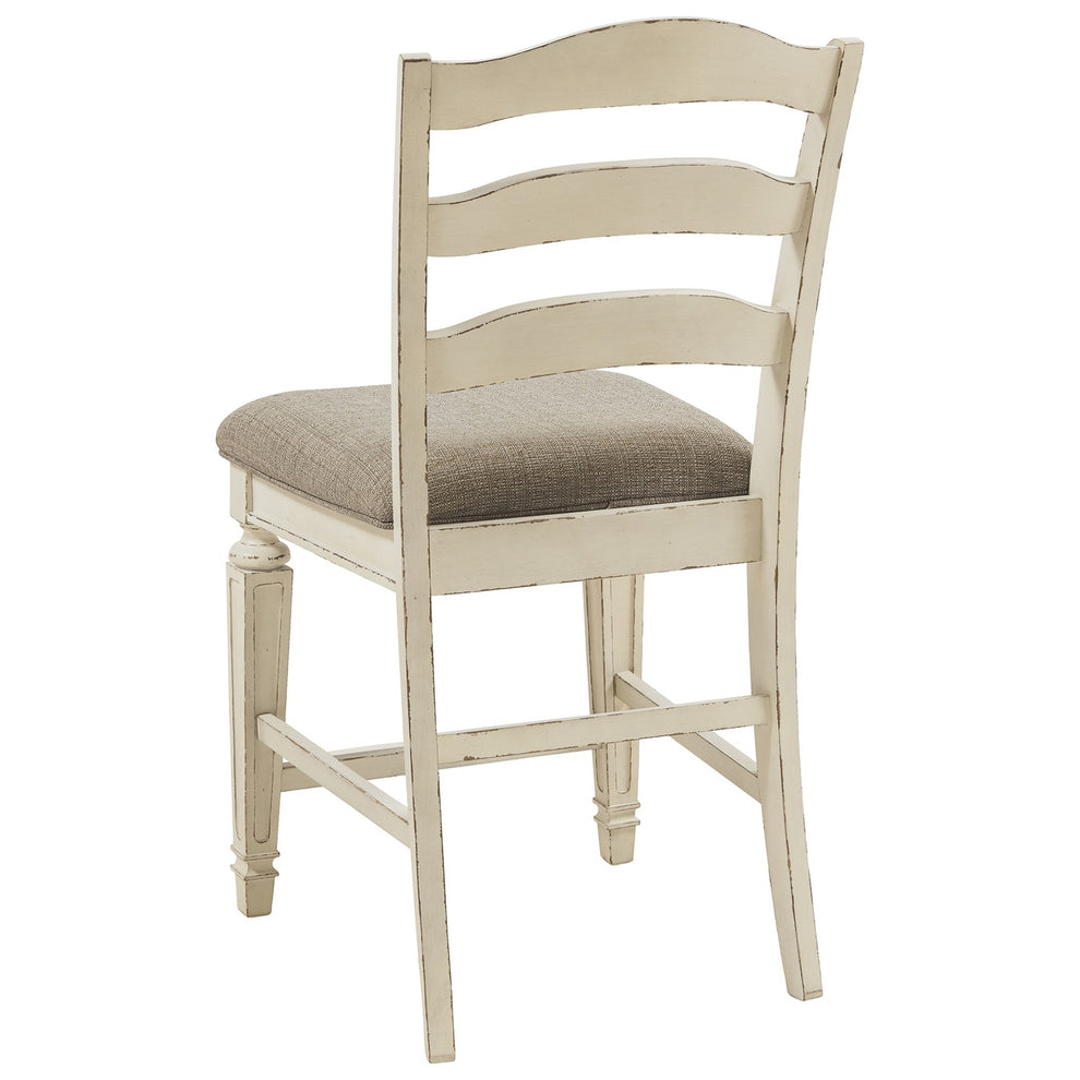 Fabric Upholstered Barstool With Ladder Back Set Of 2 White And Brown By Benzara | Bar Stools & Tables | Modishstore - 2