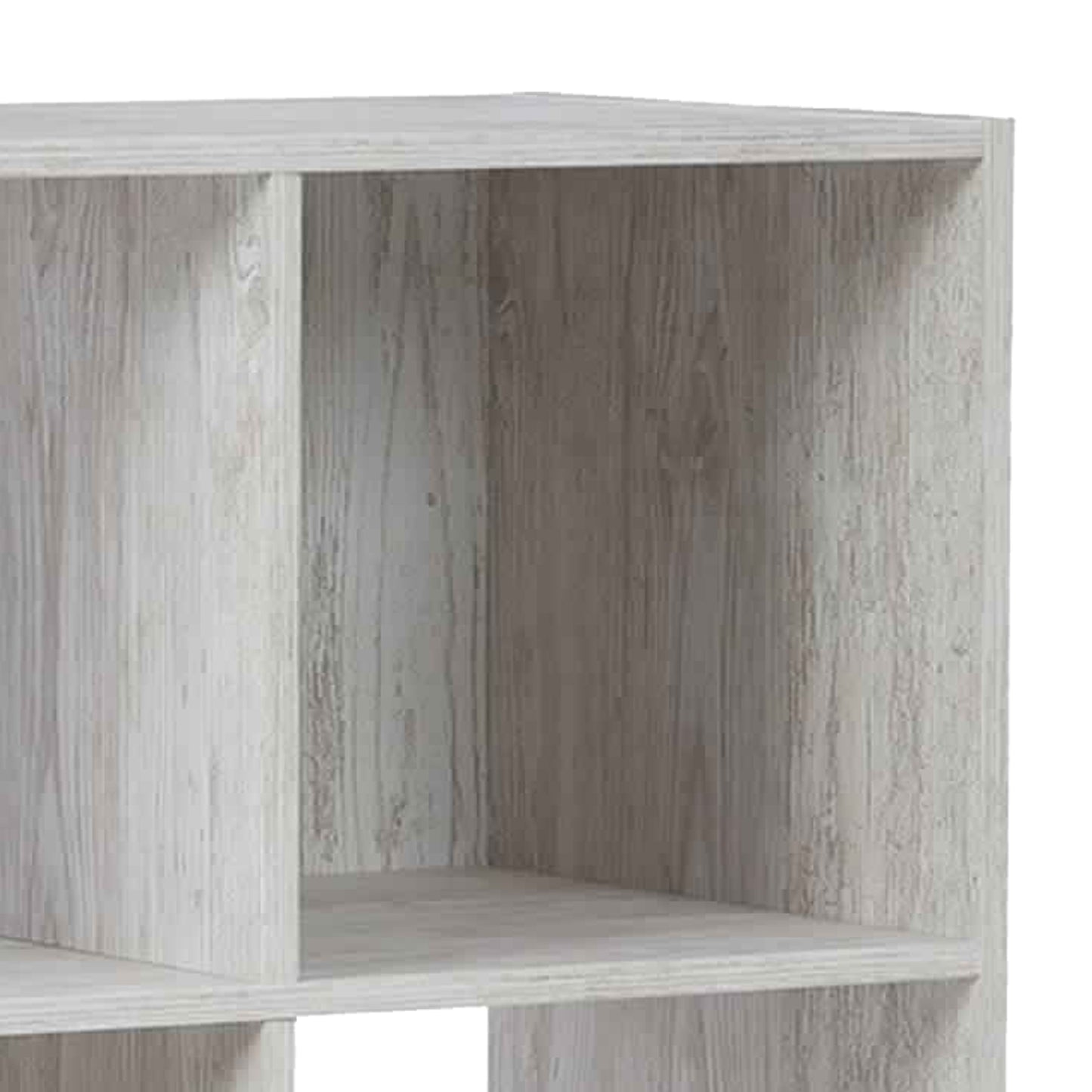 9 Cube Wooden Organizer With Grain Details Washed White By Benzara | Shelves & Shelving Units | Modishstore - 2