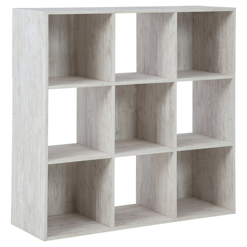 9 Cube Wooden Organizer With Grain Details Washed White By Benzara | Shelves & Shelving Units | Modishstore