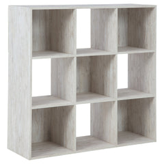 9 Cube Wooden Organizer With Grain Details Washed White By Benzara