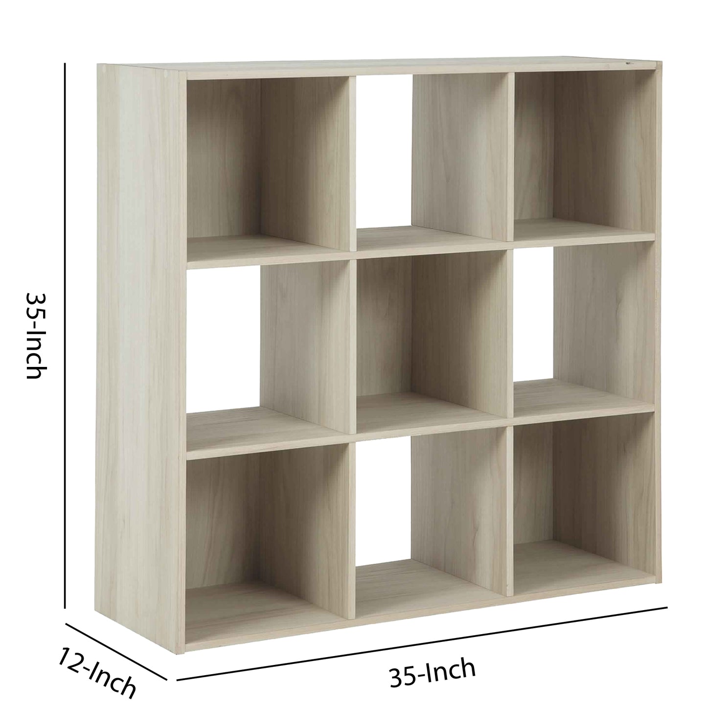 9 Cube Wooden Organizer With Grain Details Natural Brown By Benzara | Shelves & Shelving Units | Modishstore - 5