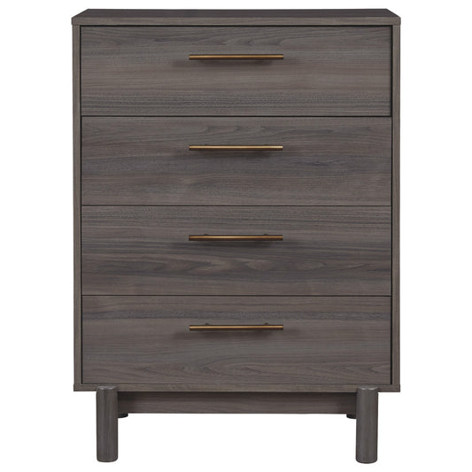 4 Drawer Contemporary Wooden Chest With Metal Bar Handles Gray By Benzara | Cabinets | Modishstore