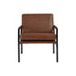 Metal Frame Accent Chair With Leatherette Seat And Back Brown And Black By Benzara | Accent Chairs | Modishstore