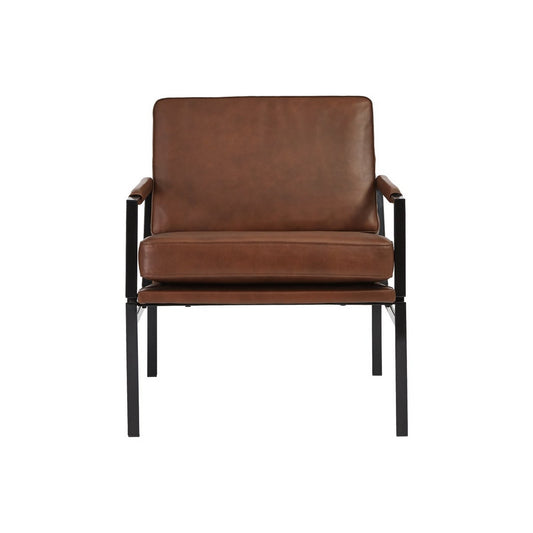 Metal Frame Accent Chair With Leatherette Seat And Back Brown And Black By Benzara | Accent Chairs | Modishstore