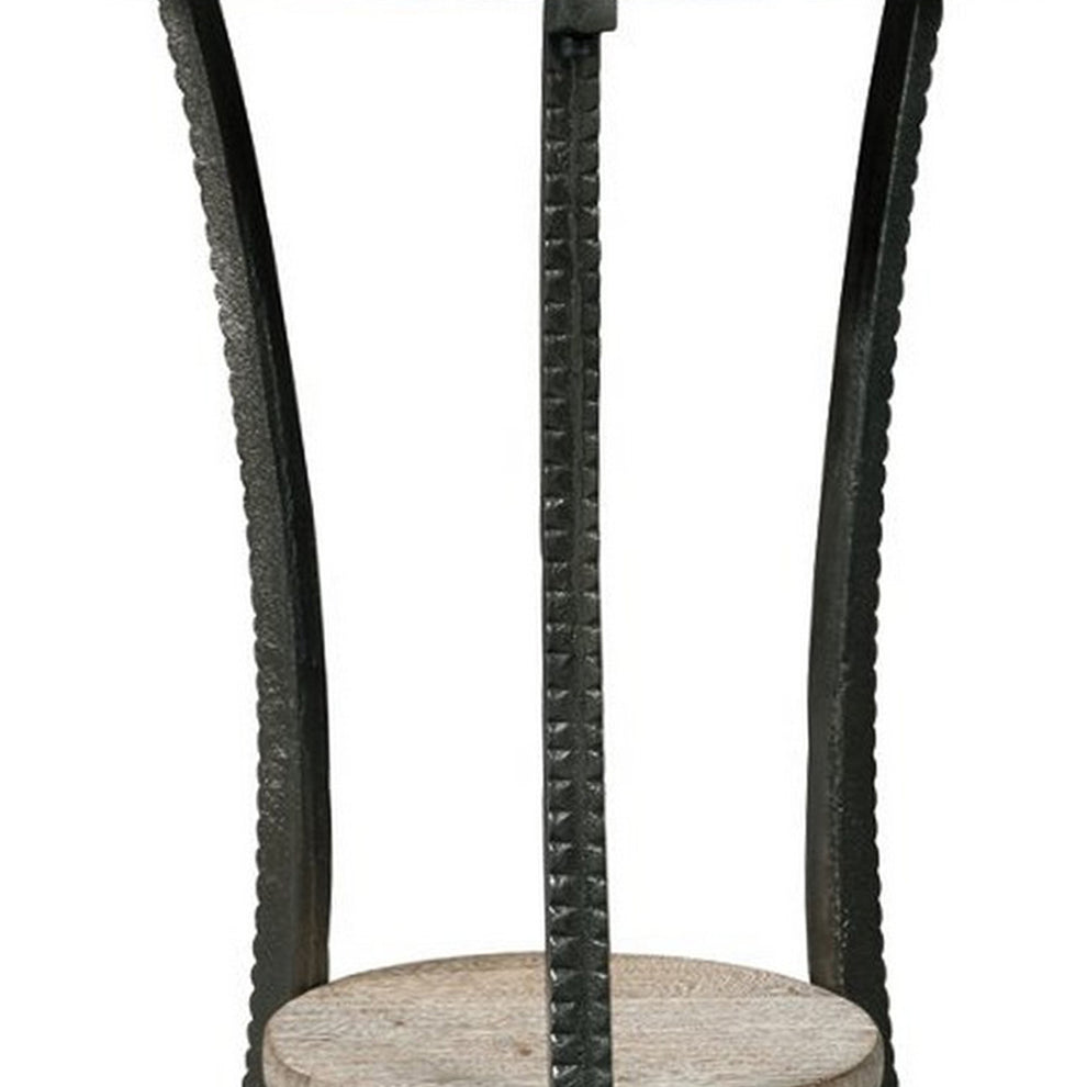 Round Wooden Top Accent Table With Flared Metal Legs Brown And Gray By Benzara | Accent Tables | Modishstore - 5