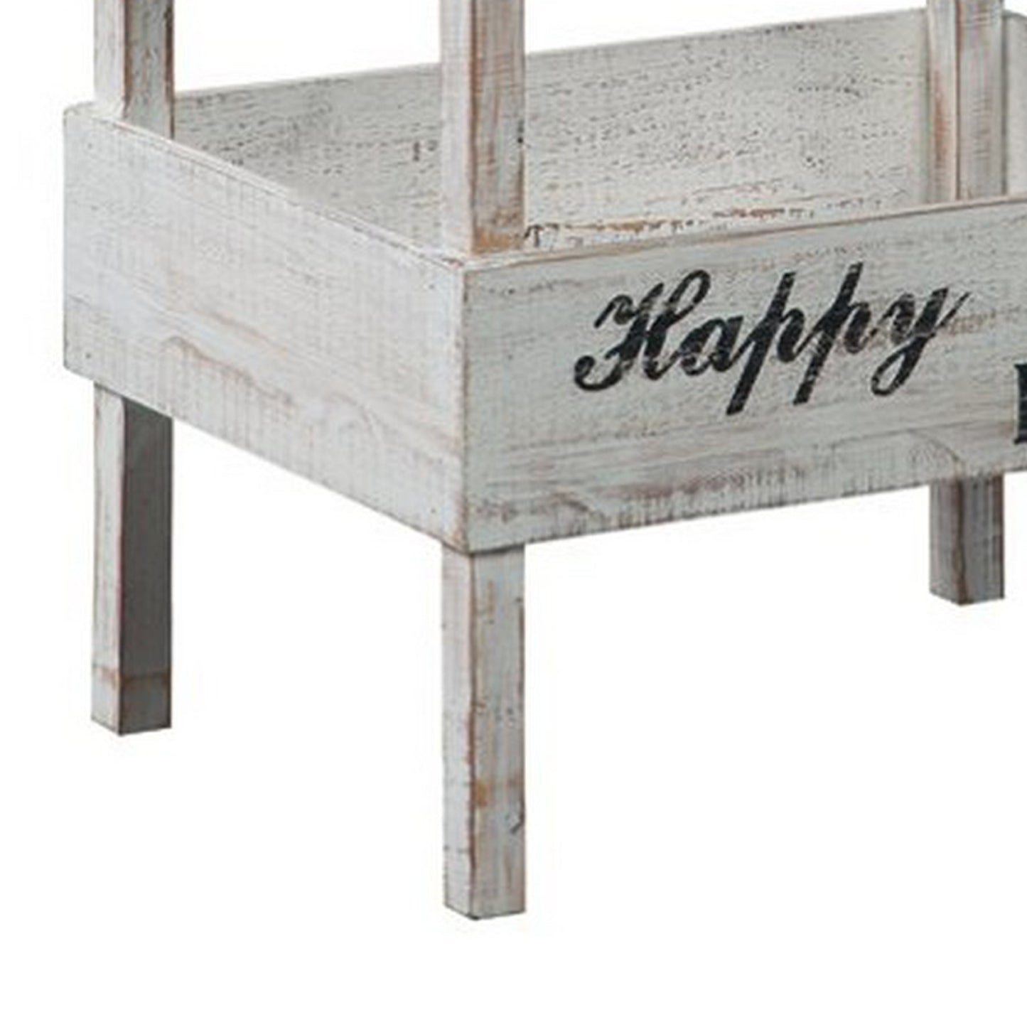 Wooden Storage Shelf With 3 Open Cases And Cut Out Handle Antique White By Benzara | Shelves & Shelving Units | Modishstore - 3