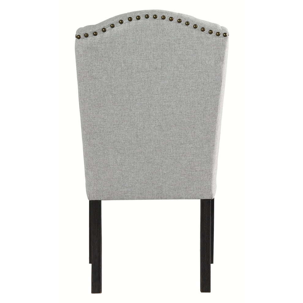 Button Tufted Fabric Upholstered Side Chair With Wooden LegsSet Of 2 Gray By Benzara | Accent Chairs | Modishstore - 3