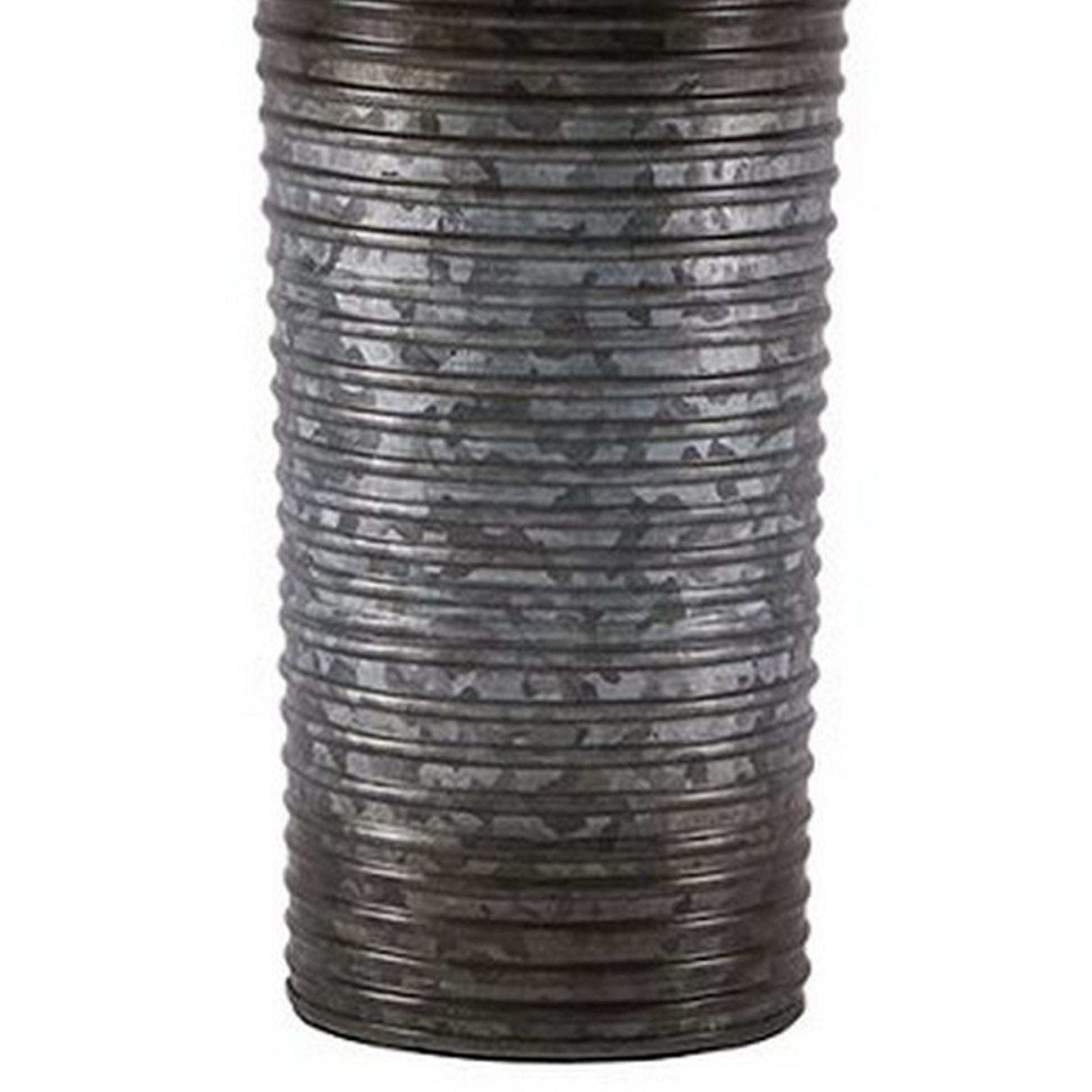 Ribbed Design Metal Body Table Lamp With Tapered Fabric Shade Set Of 2 Gray By Benzara | Desk Lamps | Modishstore - 3