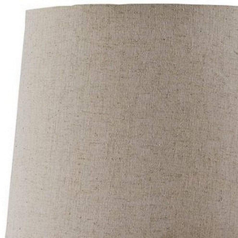 Ribbed Design Metal Body Table Lamp With Tapered Fabric Shade Set Of 2 Gray By Benzara | Desk Lamps | Modishstore - 4