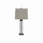 Glass And Metal Base Table Lamp With Square Shade Set Of 2 Clear And Gray By Benzara | Desk Lamps | Modishstore - 2