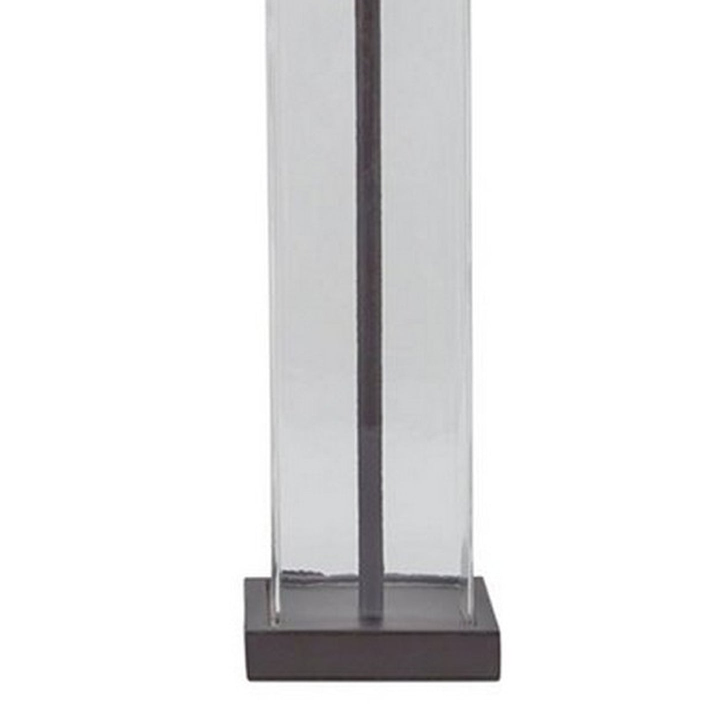 Glass And Metal Base Table Lamp With Square Shade Set Of 2 Clear And Gray By Benzara | Desk Lamps | Modishstore - 3