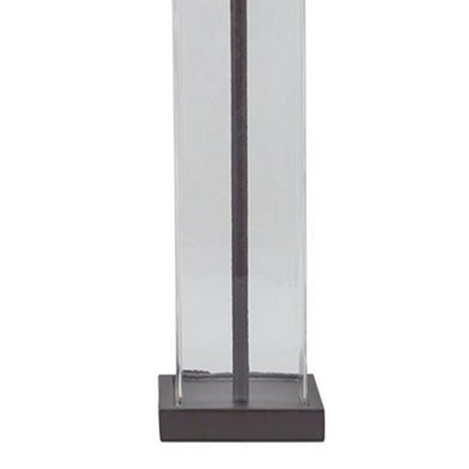 Glass And Metal Base Table Lamp With Square Shade Set Of 2 Clear And Gray By Benzara | Desk Lamps | Modishstore - 3