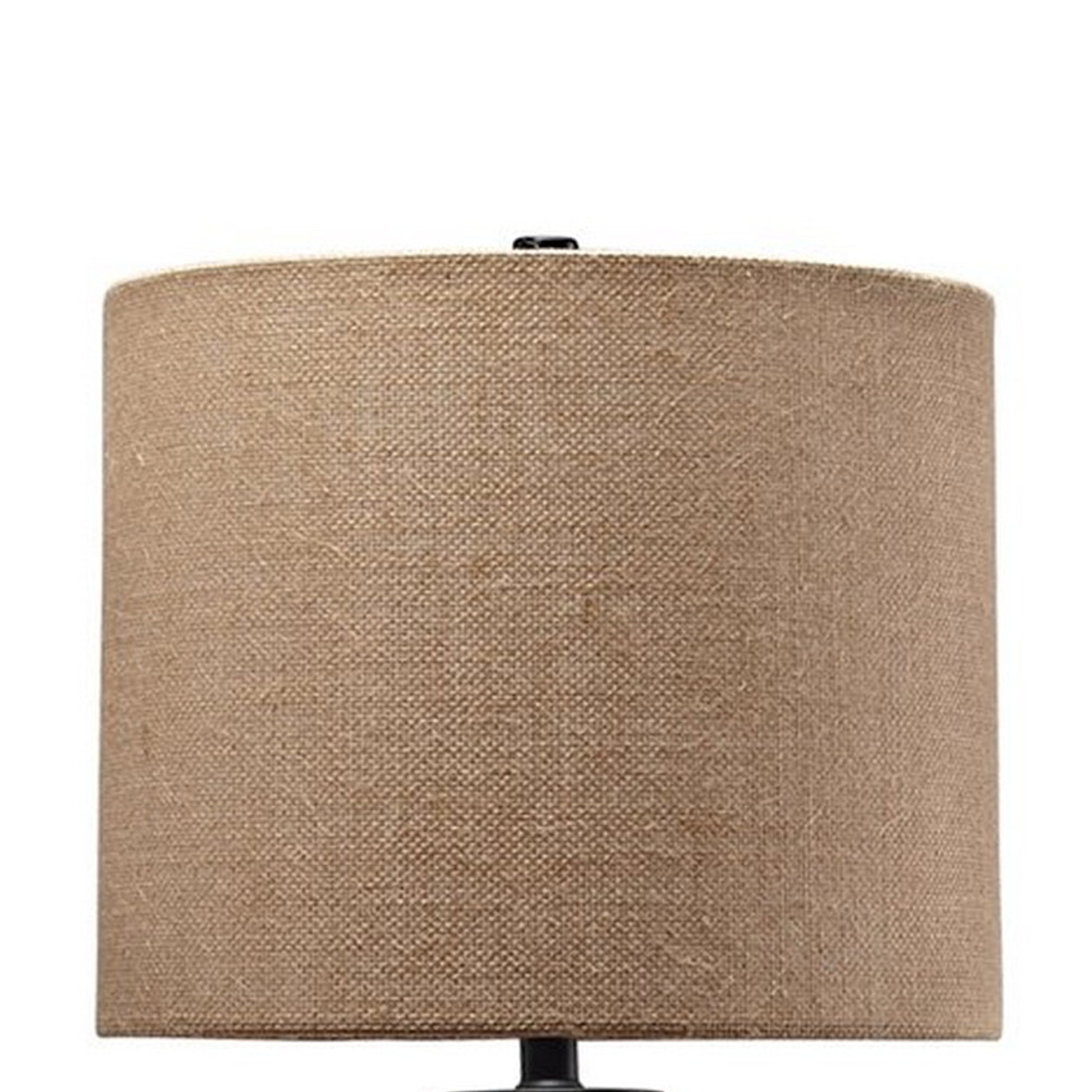 Glass Table Lamp With Fabric Drum Shade Gold And Beige By Benzara | Desk Lamps | Modishstore - 5
