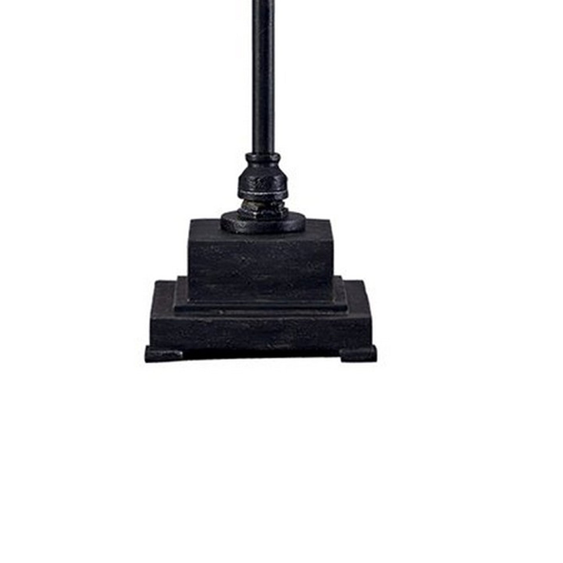 Metal Desk Lamp With Block Base And Glass Shade Black By Benzara | Desks | Modishstore - 3