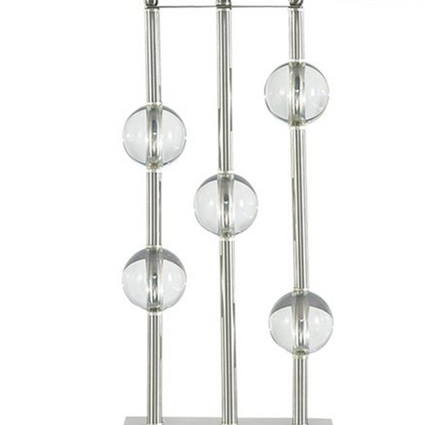 Crystal Accented Metal Table Lamp With Hardback Shade White And Silver By Benzara | Desk Lamps | Modishstore - 5