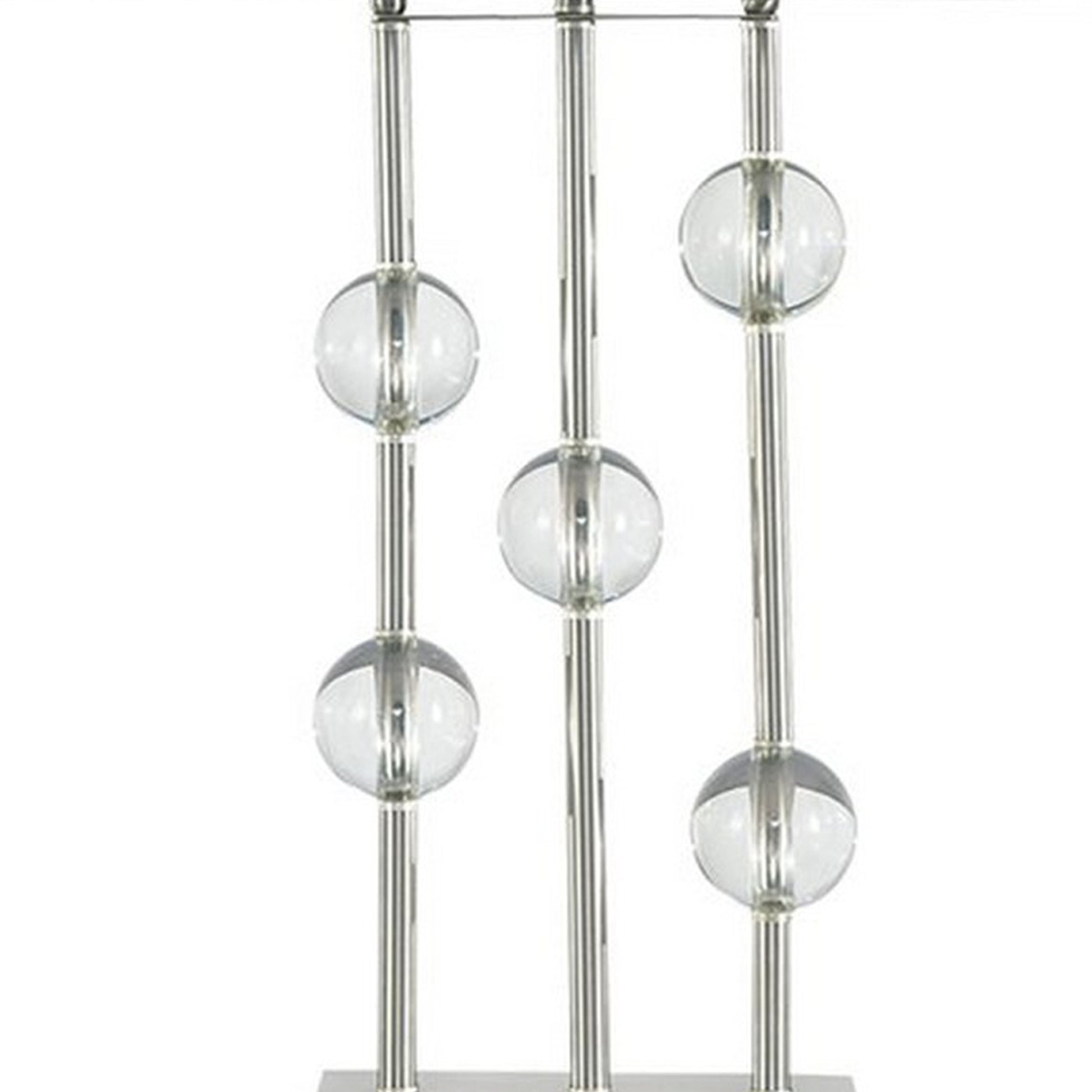 Crystal Accented Metal Table Lamp With Hardback Shade White And Silver By Benzara | Desk Lamps | Modishstore - 5