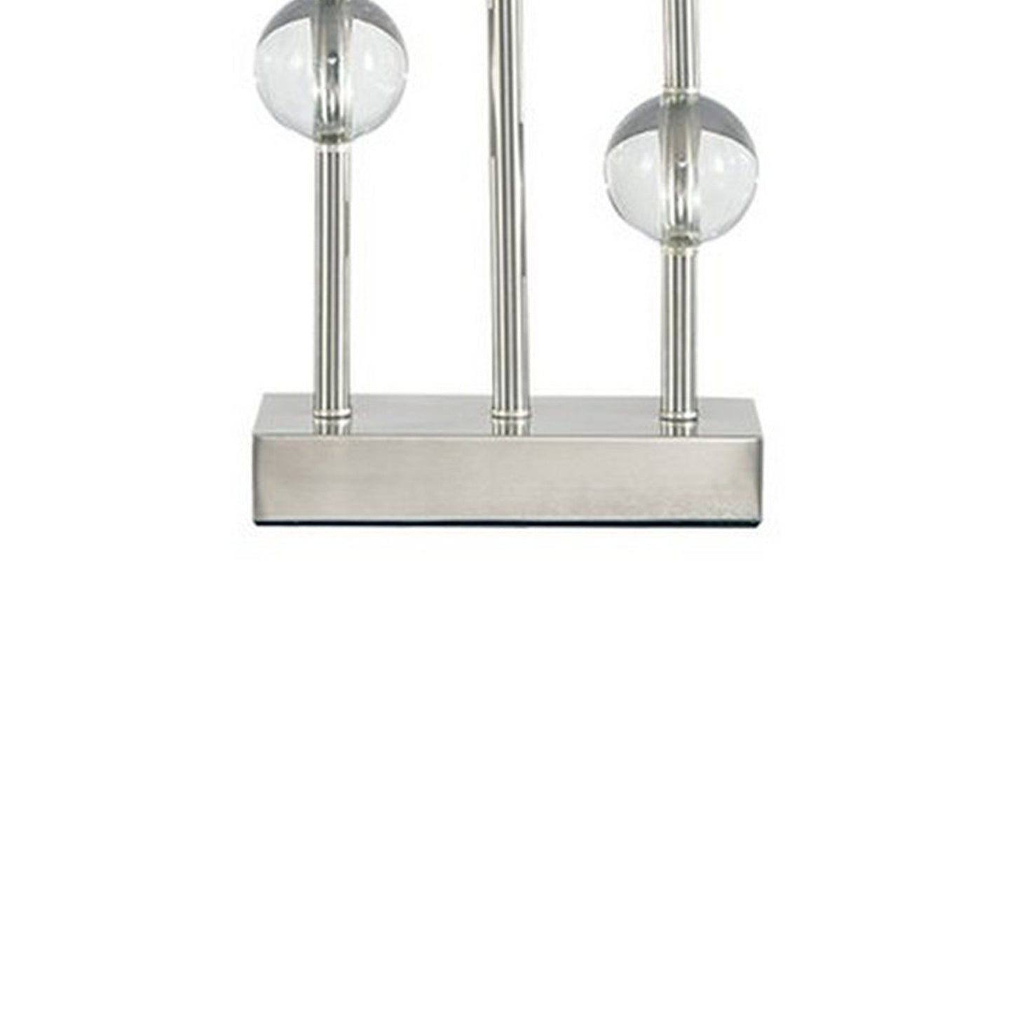 Crystal Accented Metal Table Lamp With Hardback Shade White And Silver By Benzara | Desk Lamps | Modishstore - 3