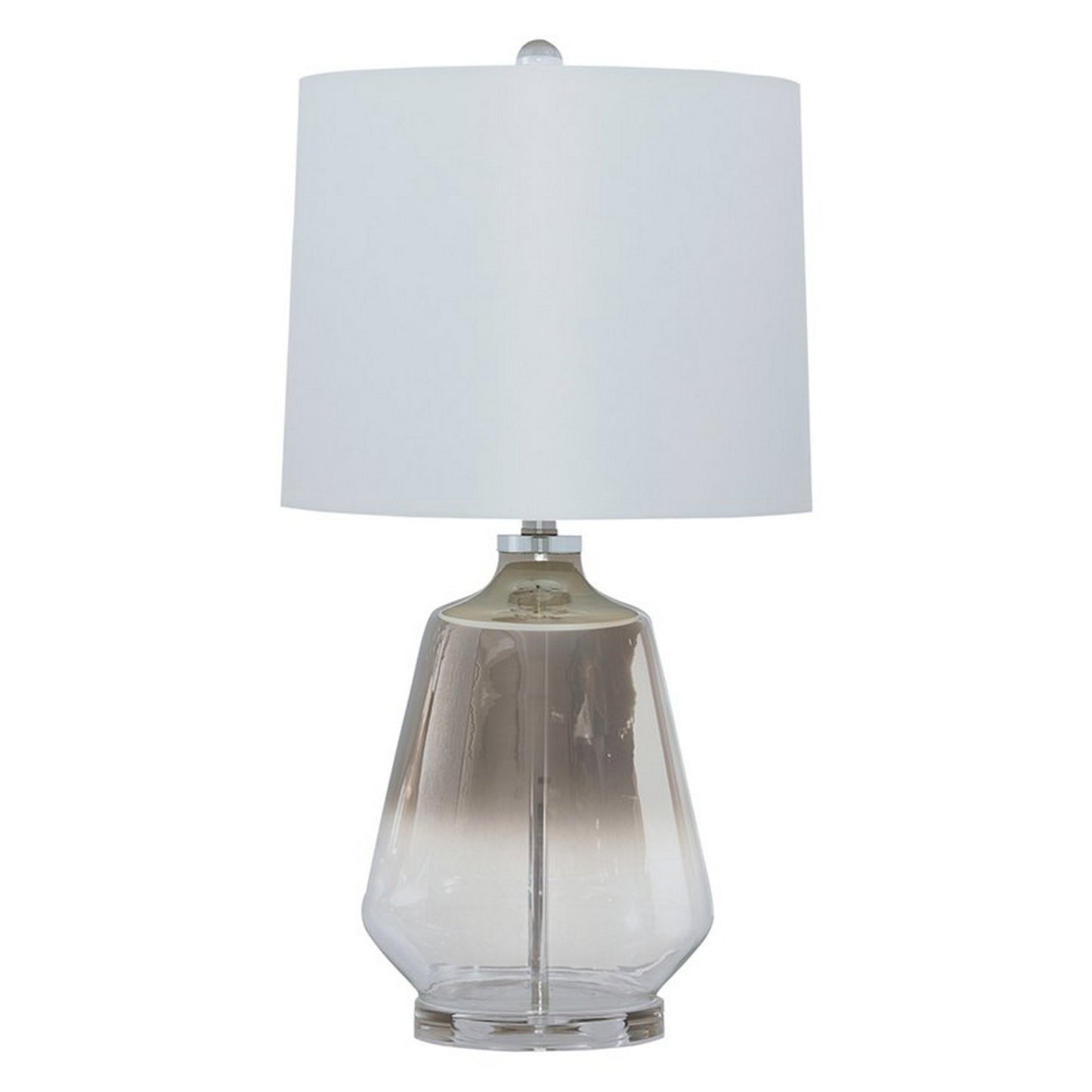 Sculptured Glass Frame Table Lamp With Fabric Shade Gray And White By Benzara | Desk Lamps | Modishstore