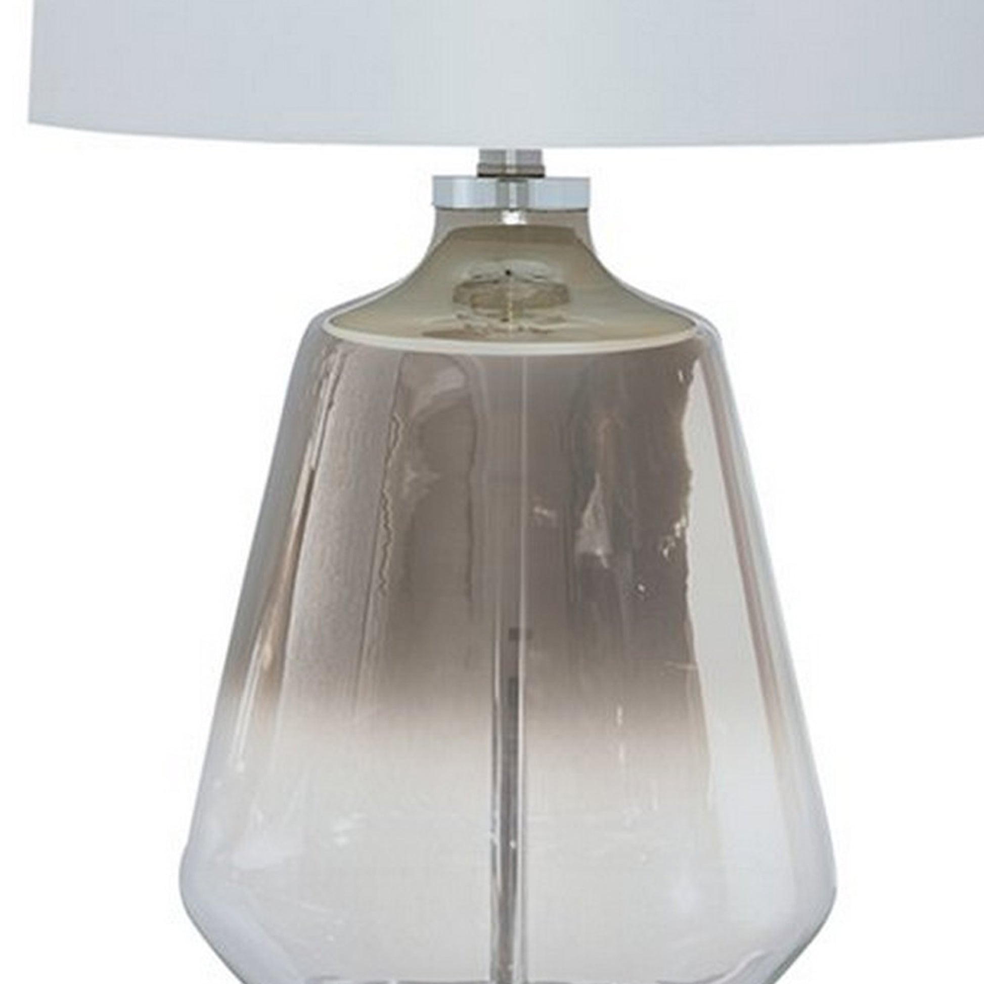 Sculptured Glass Frame Table Lamp With Fabric Shade Gray And White By Benzara | Desk Lamps | Modishstore - 5