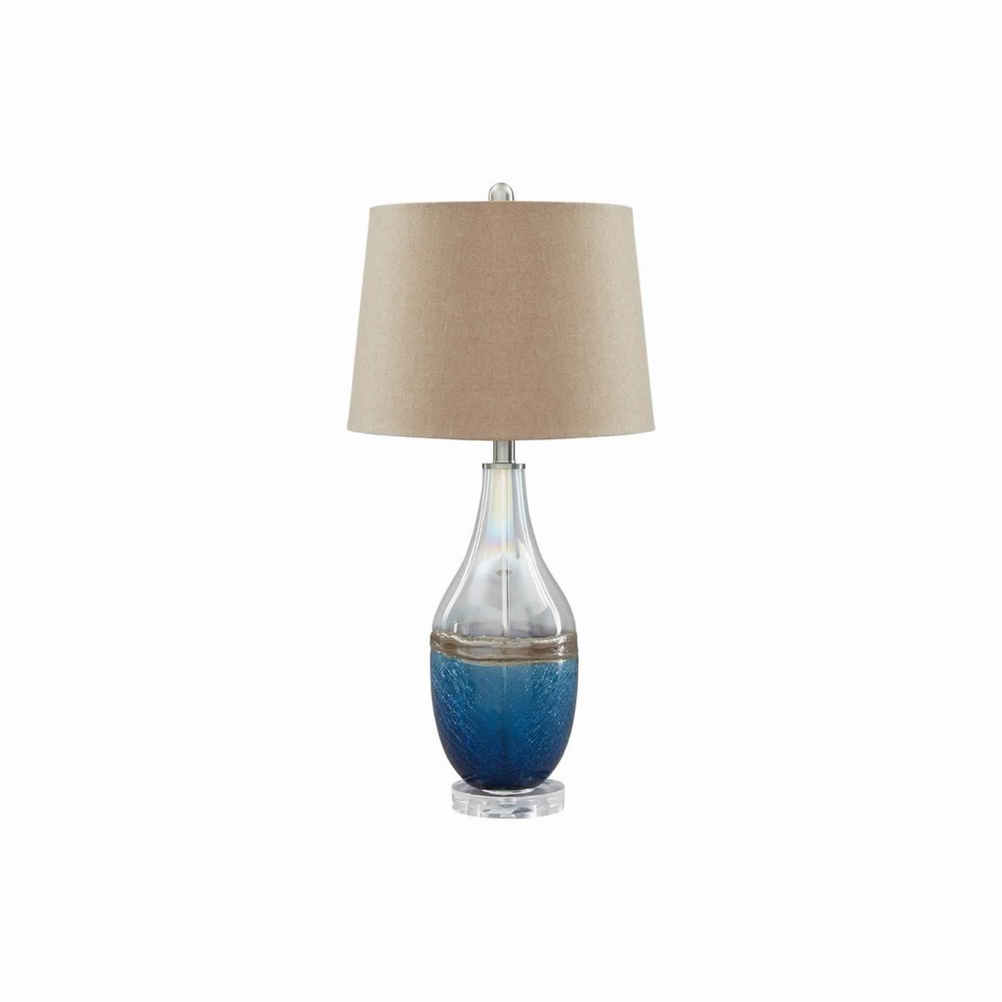 Vase Shape Frame Table Lamp With Fabric Shade Set Of 2 Beige And Blue By Benzara | Desk Lamps | Modishstore - 2