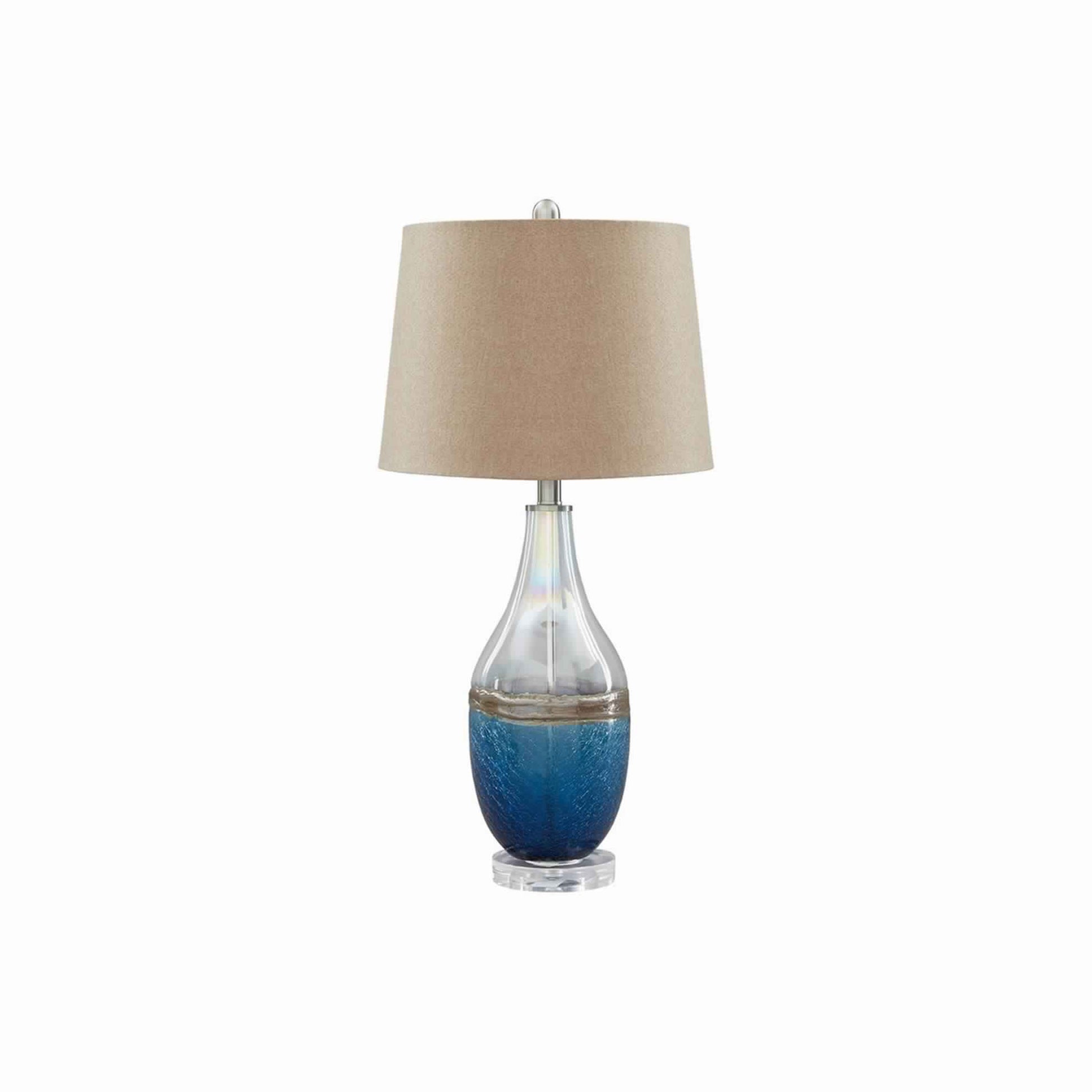 Vase Shape Frame Table Lamp With Fabric Shade Set Of 2 Beige And Blue By Benzara | Desk Lamps | Modishstore - 2