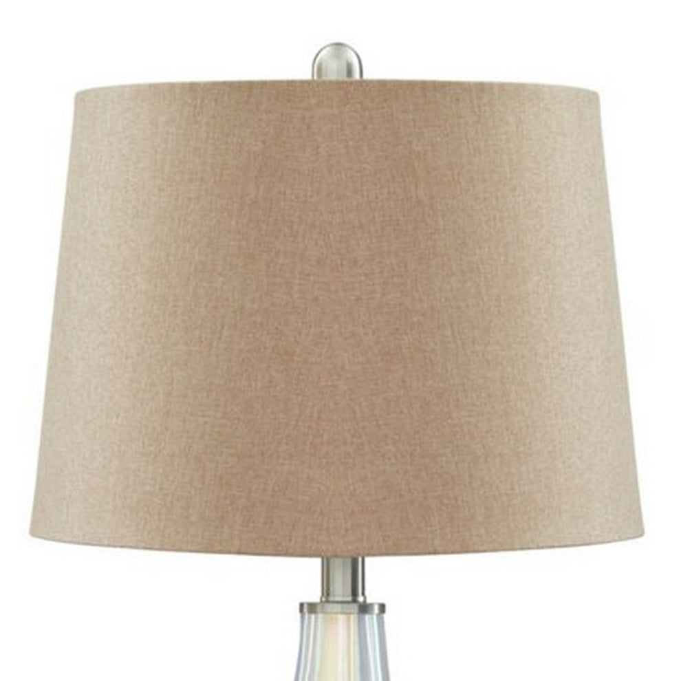 Vase Shape Frame Table Lamp With Fabric Shade Set Of 2 Beige And Blue By Benzara | Desk Lamps | Modishstore - 4