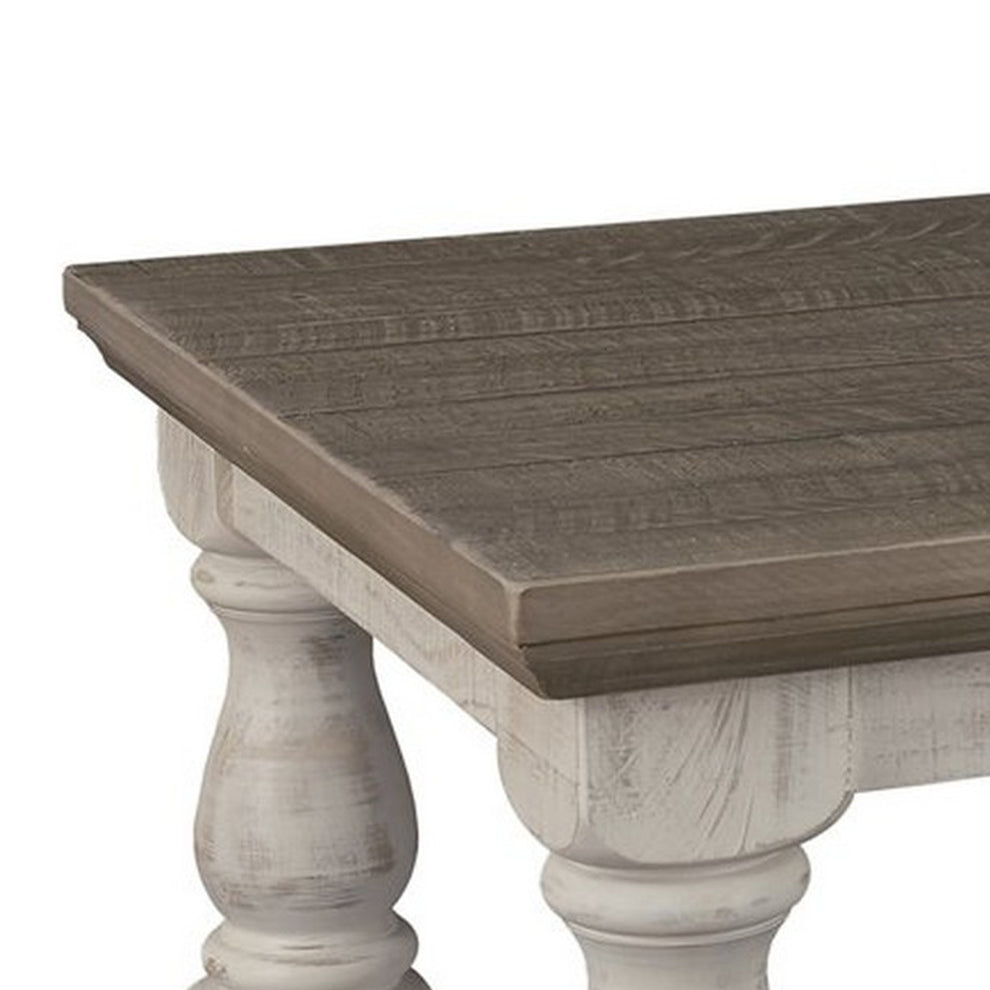 Rectangular Wooden Cocktail Table With Trestle BaseBrown And Antique White By Benzara | Coffee Tables | Modishstore - 5