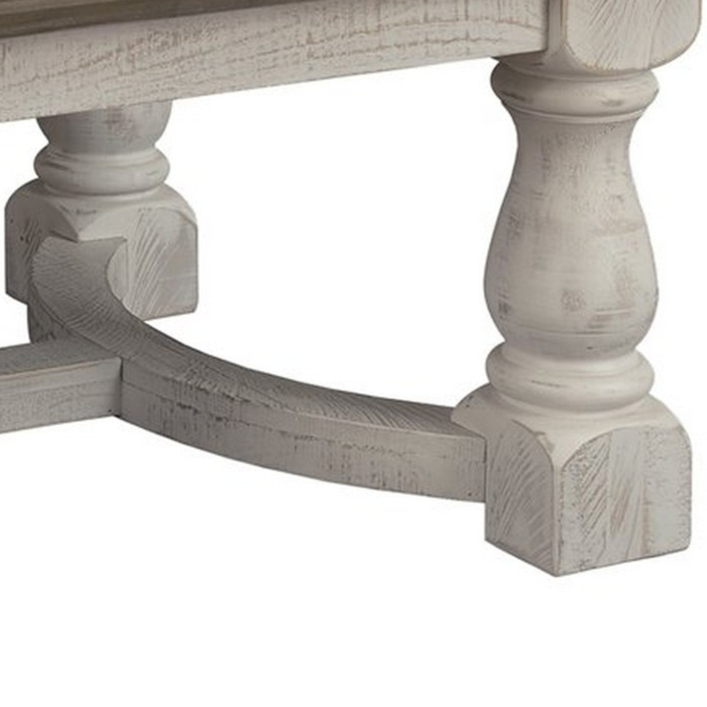 Rectangular Wooden Cocktail Table With Trestle BaseBrown And Antique White By Benzara | Coffee Tables | Modishstore - 4