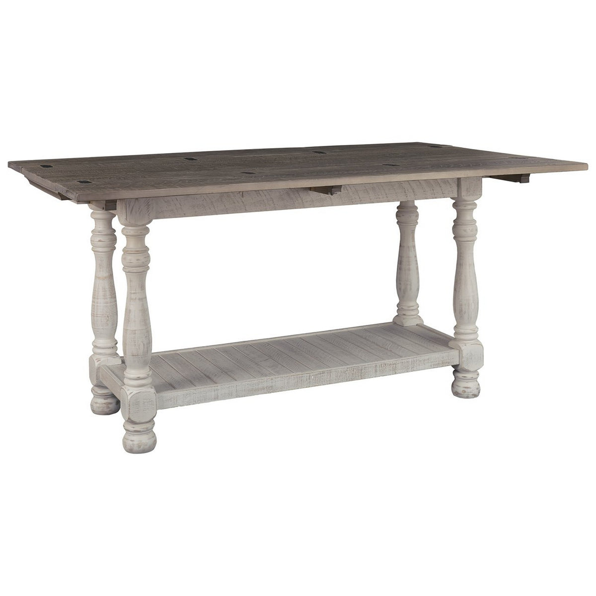 Flip Top Wooden Sofa Table With Open Bottom Shelf Brown And Antique White By Benzara | End Tables | Modishstore