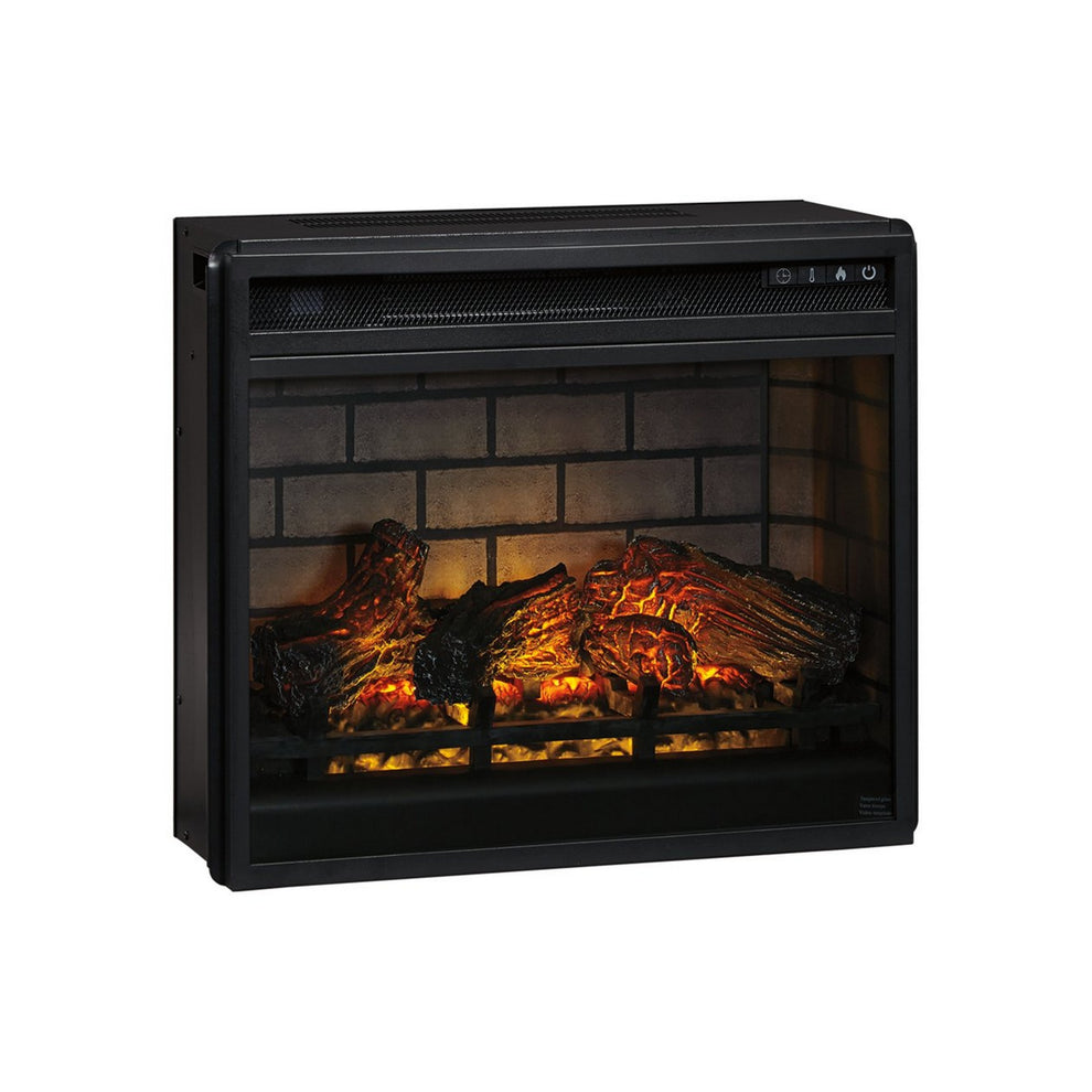 23.75 Inch Metal Fireplace Inset With 7 Level Temperature Setting Black By Benzara | Fireplace Accessories | Modishstore - 3