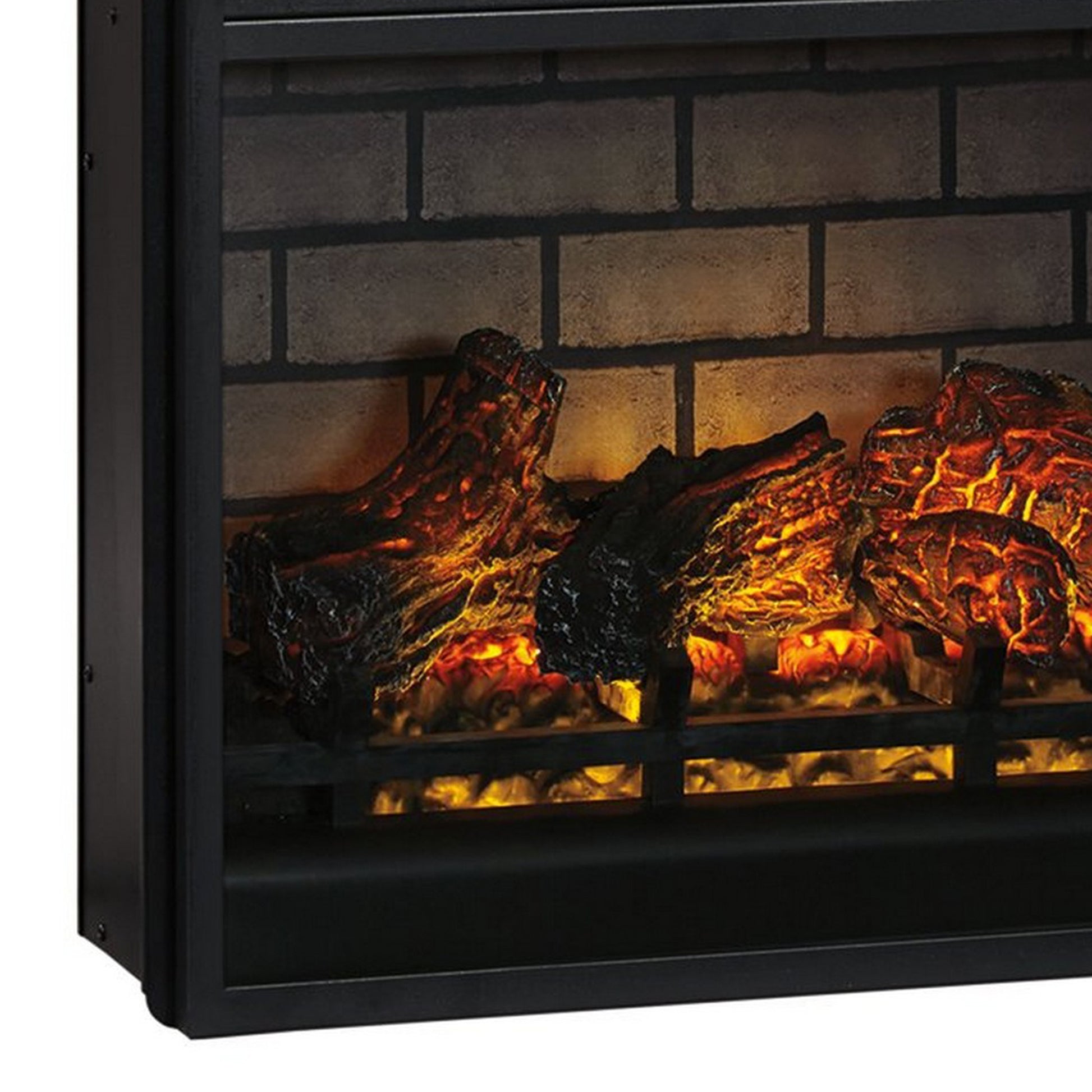 23.75 Inch Metal Fireplace Inset With 7 Level Temperature Setting Black By Benzara | Fireplace Accessories | Modishstore - 4
