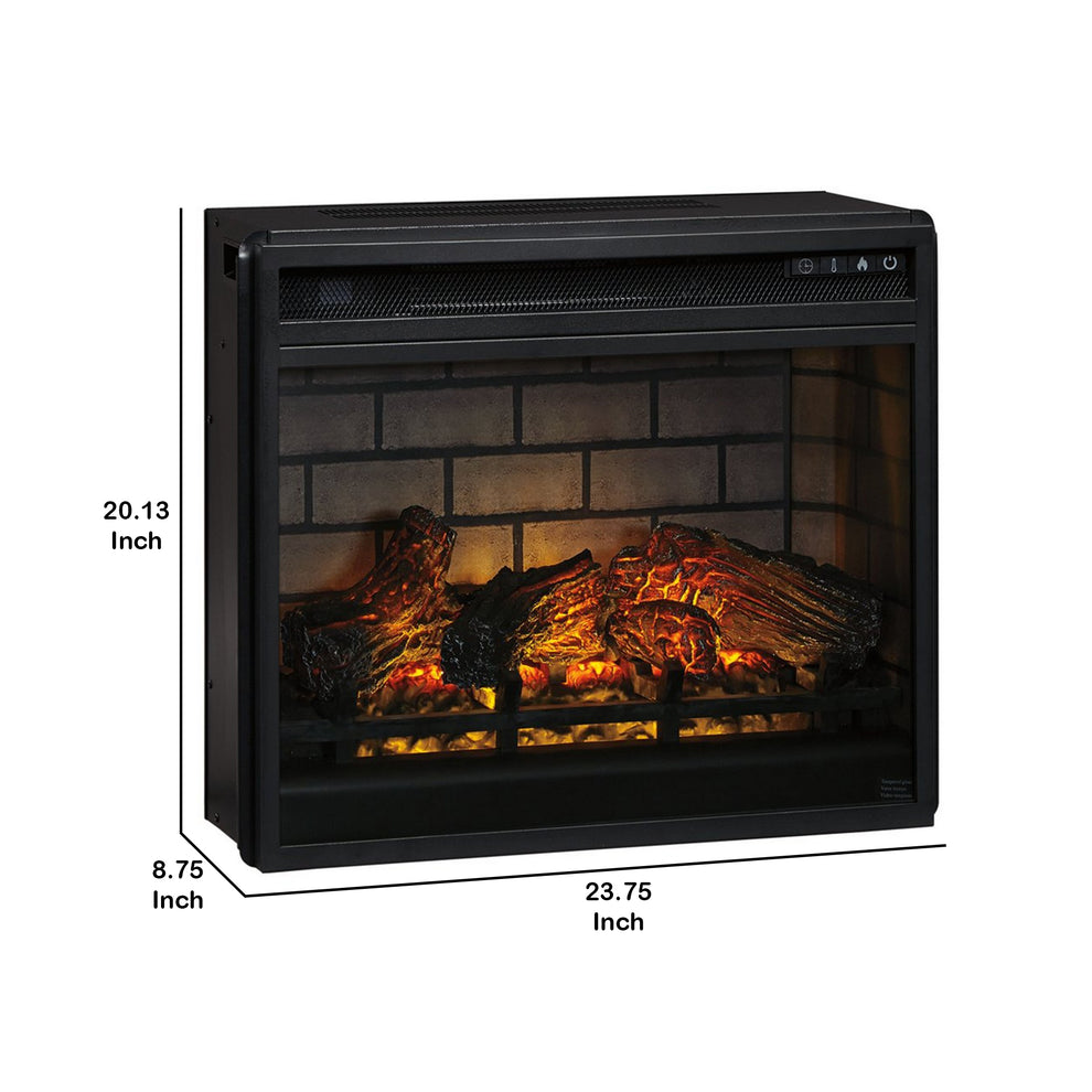 23.75 Inch Metal Fireplace Inset With 7 Level Temperature Setting Black By Benzara | Fireplace Accessories | Modishstore - 5