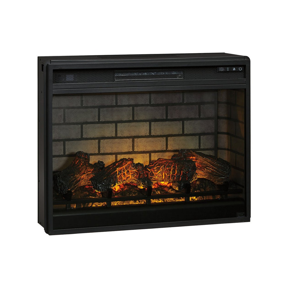 31.25 Inch Metal Fireplace Inset With 7 Level Temperature Setting Black By Benzara | Fireplace Accessories | Modishstore - 3