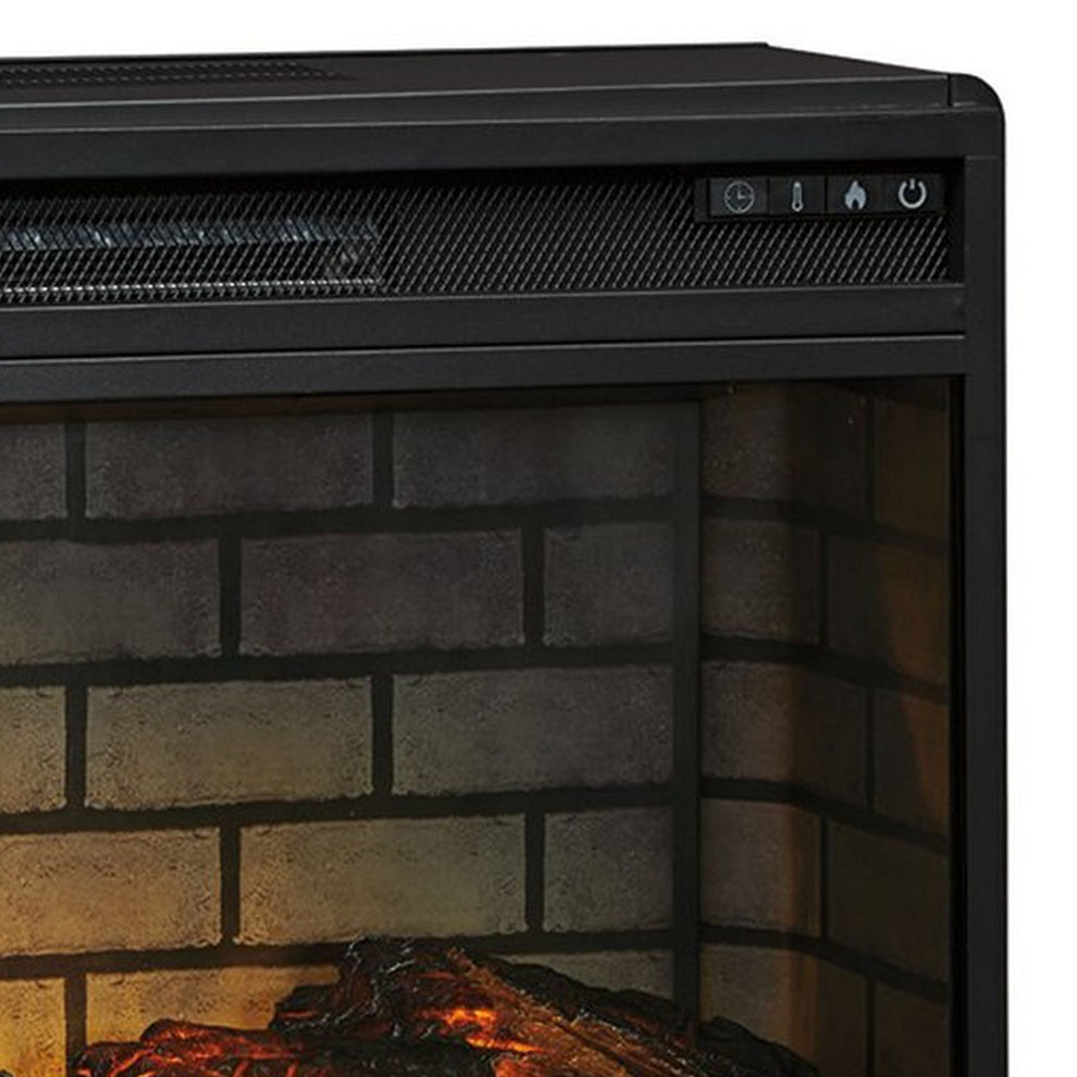 31.25 Inch Metal Fireplace Inset With 7 Level Temperature Setting Black By Benzara | Fireplace Accessories | Modishstore - 4