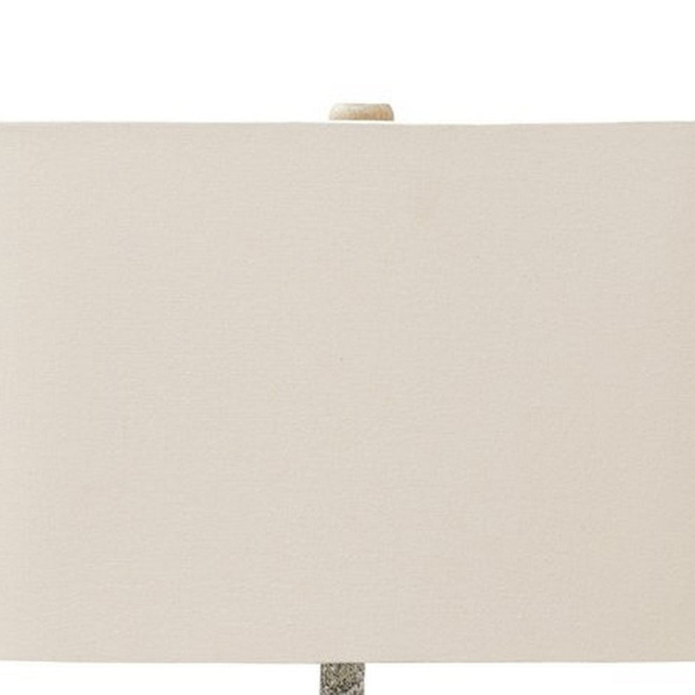 Metal Table Lamp With Lattice Design Body And Hardback ShadeGray And Beige By Benzara | Desk Lamps | Modishstore - 5